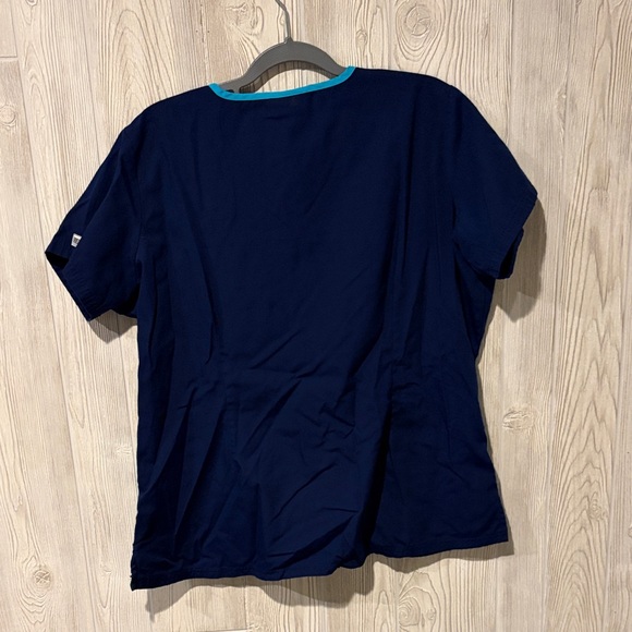 Uniform Advantage Navy and Teal V-Neck Women's Scrub Top - Picture 3 of 3